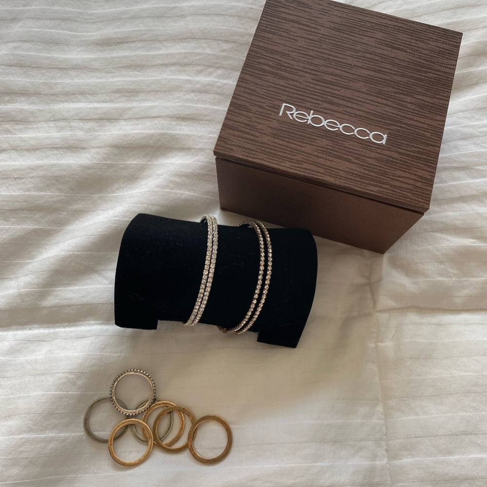 Rebecca Two Bangles and Coordinating Ring Bands Set